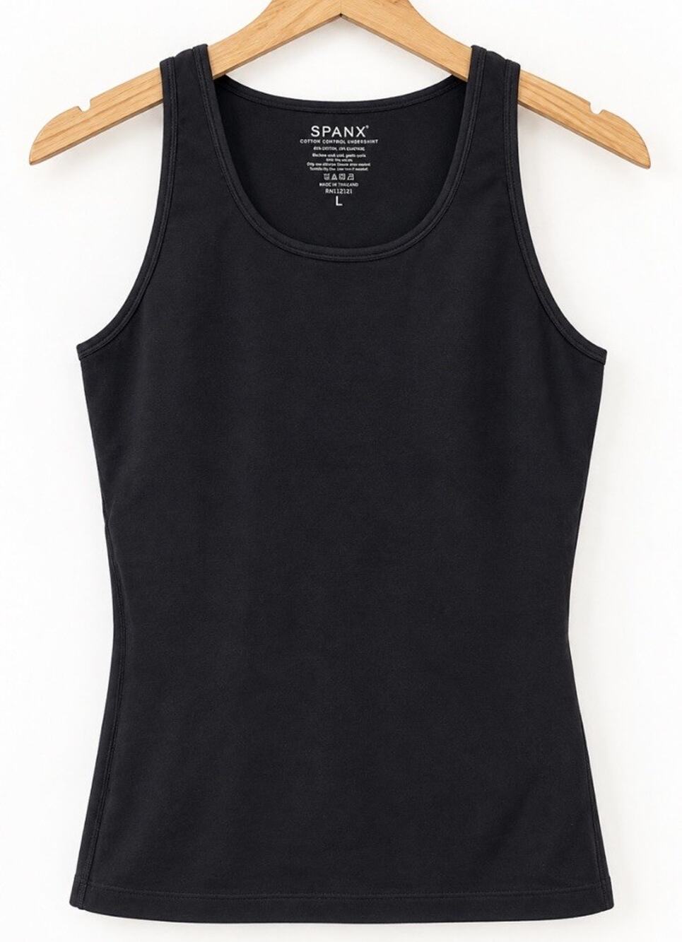SPANX Cotton Control Undershirt Tank Top Black Size Large L Shapewear